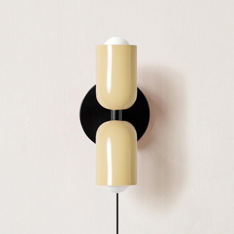 Double Wall Light with Plug Upward and Downward Light Direction Metal Fixture Colored Shade E26 / E27 Socket | Sansoti