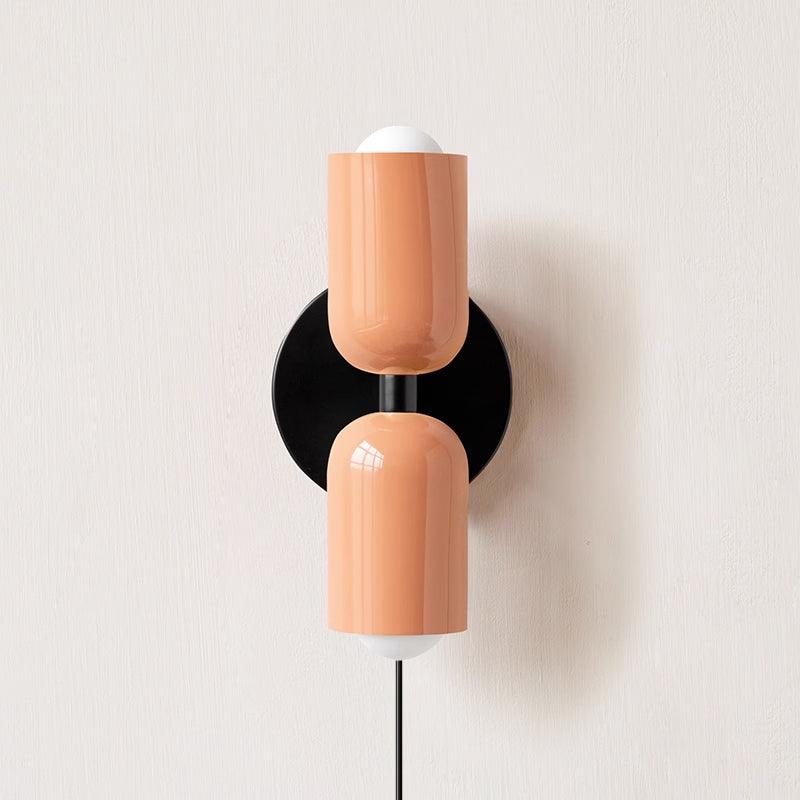 Double Wall Light with Plug Upward and Downward Light Direction Metal Fixture Colored Shade E26 / E27 Socket | Sansoti