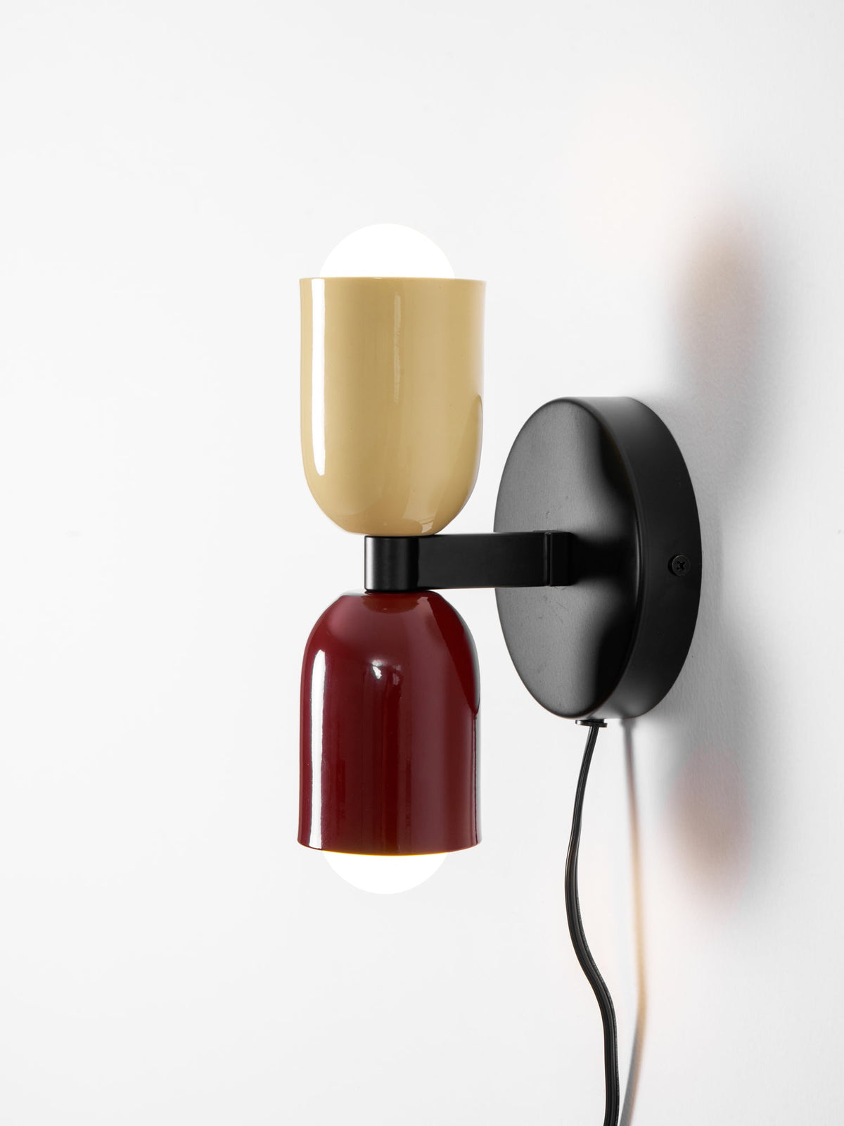 Double Wall Light with Plug Upward and Downward Light Direction Metal Fixture Colored Shade E26 / E27 Socket | Sansoti