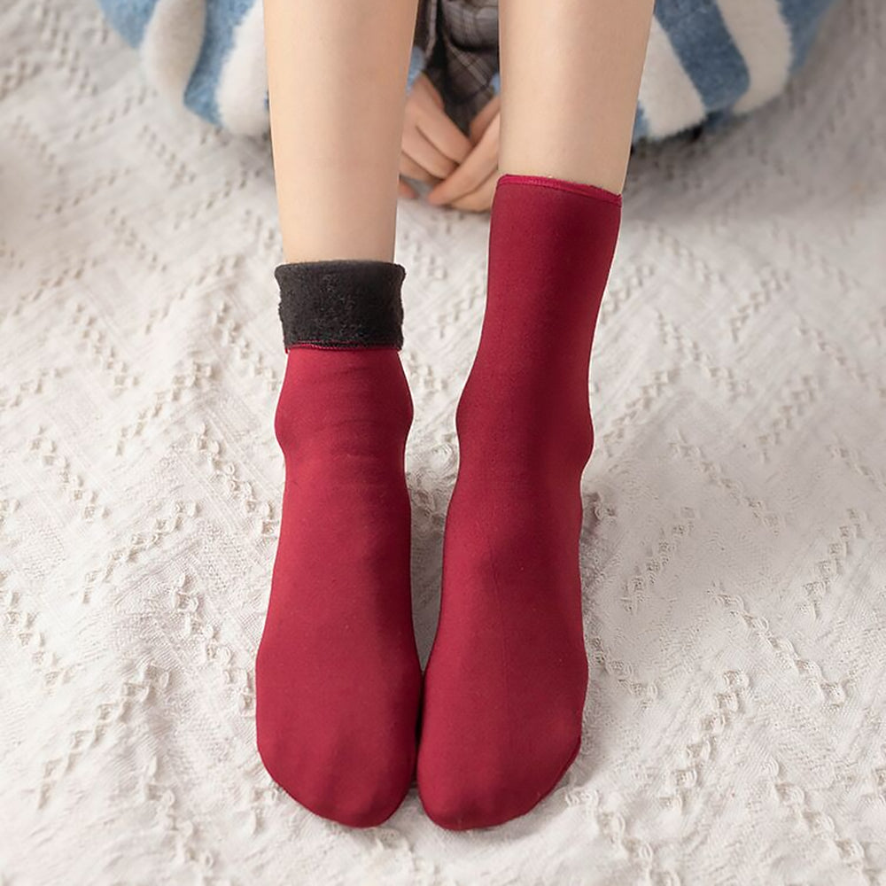 Warm Velour Winter Socks Set Wool Blend Soft Stretchy Non-Slip House Socks Women’s Men’s | Sansoti