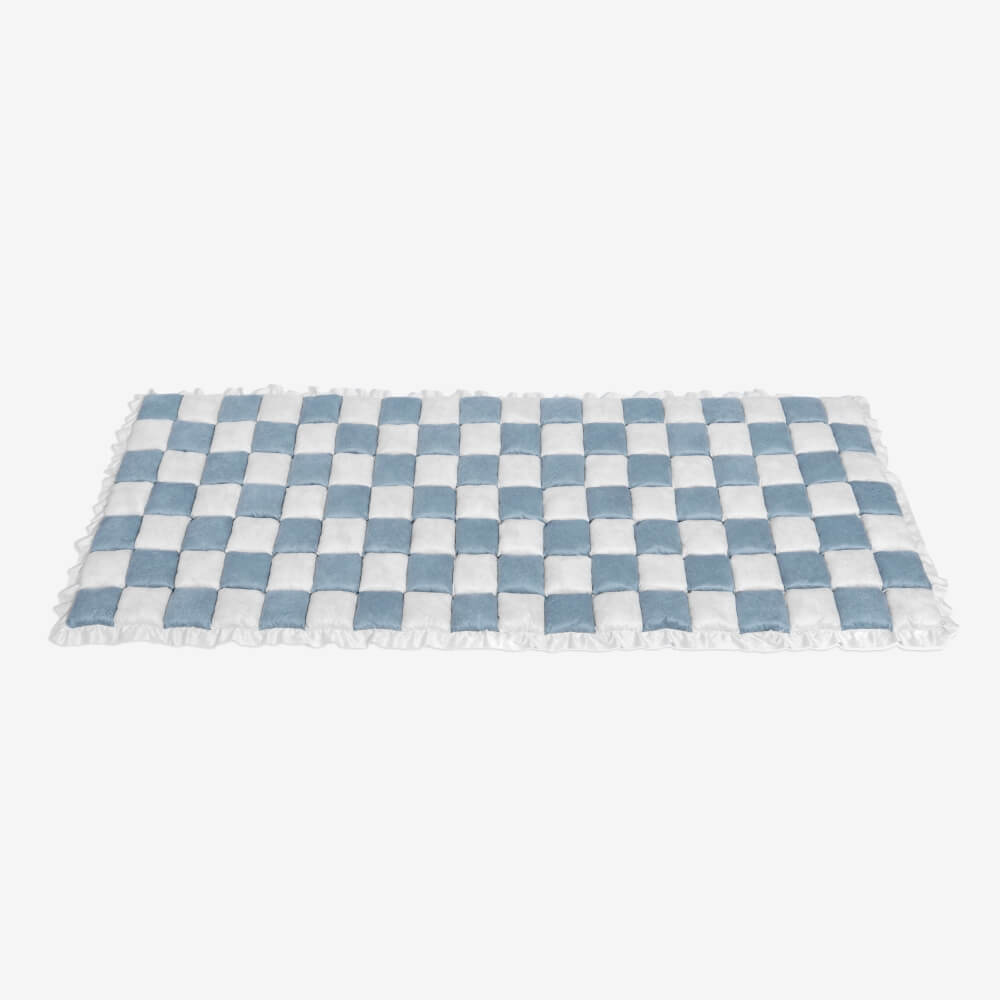 Plush Pet Dog Blanket Square Checked Deep Sleep Mat Sofa Protector Throw Cream-Colored Dog Cat | Sansoti