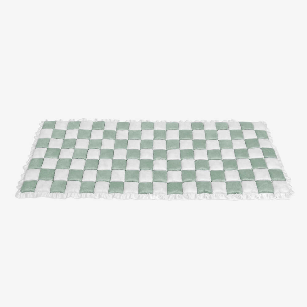Plush Pet Dog Blanket Square Checked Deep Sleep Mat Sofa Protector Throw Cream-Colored Dog Cat | Sansoti