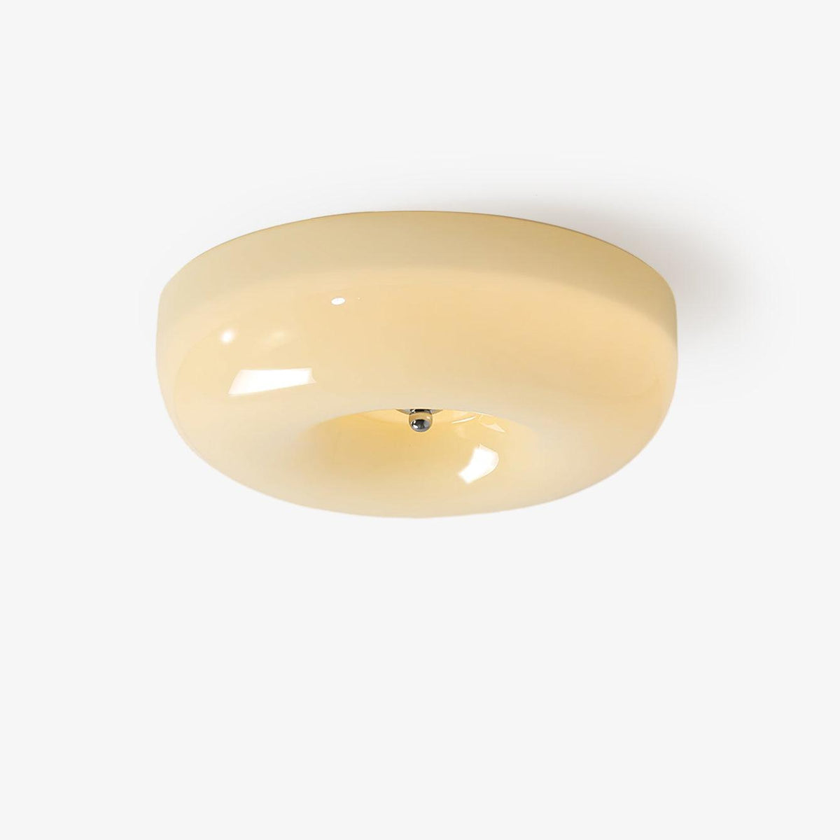 Plafonnier Verre Opalin 32–46 cm | Boule en Verre avec Accent Argenté | Éclairage Plafonnier Dimmable Blanc Chaud | Sansoti