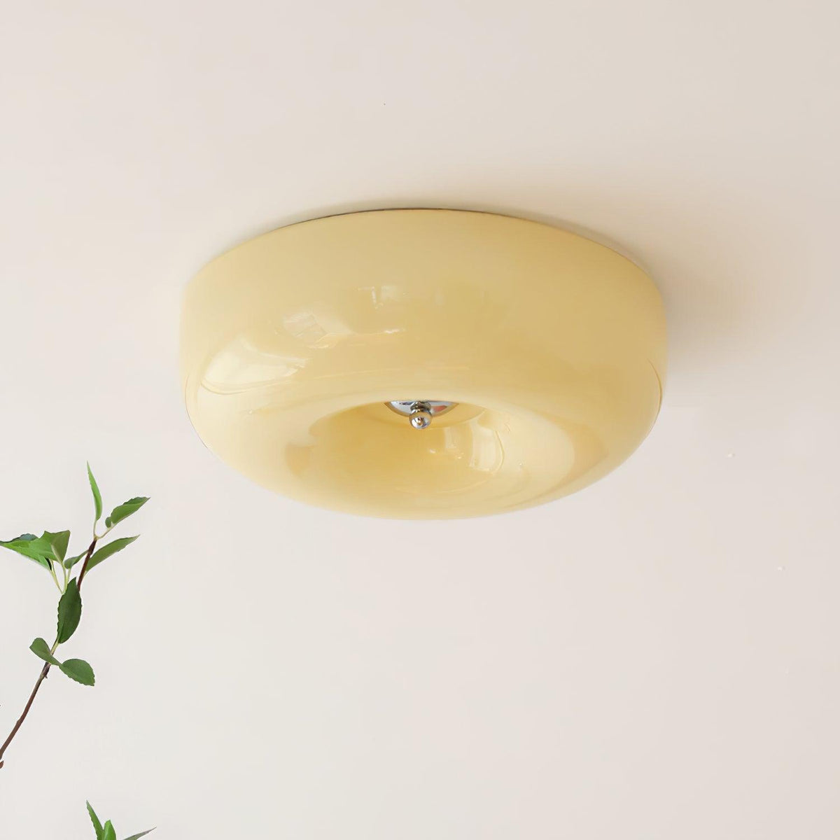 Deckenlampe Milchglas 32–46 cm | Glaskugel mit Silberakzent | Dimmbares Deckenlicht Warmweiß | Sansoti
