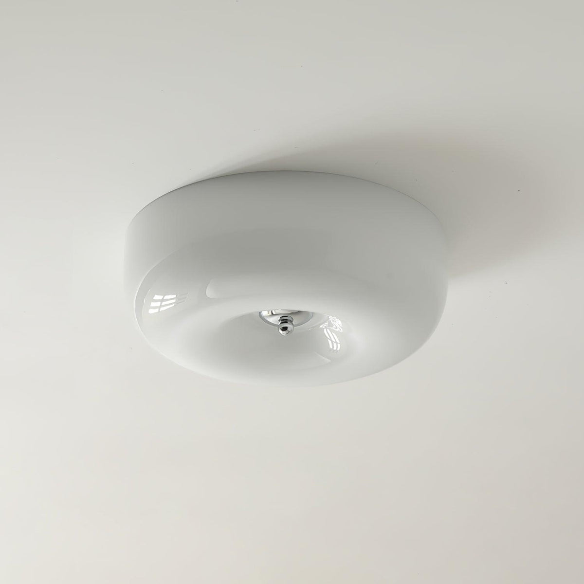 Deckenlampe Milchglas 32–46 cm | Glaskugel mit Silberakzent | Dimmbares Deckenlicht Warmweiß | Sansoti