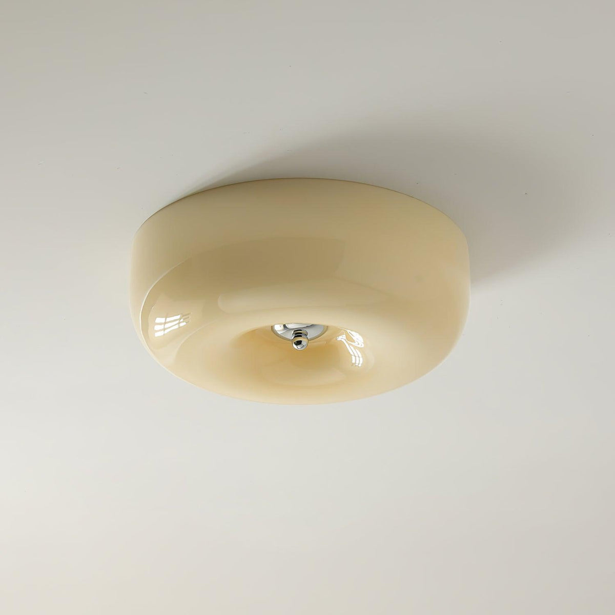 Deckenlampe Milchglas 32–46 cm | Glaskugel mit Silberakzent | Dimmbares Deckenlicht Warmweiß | Sansoti