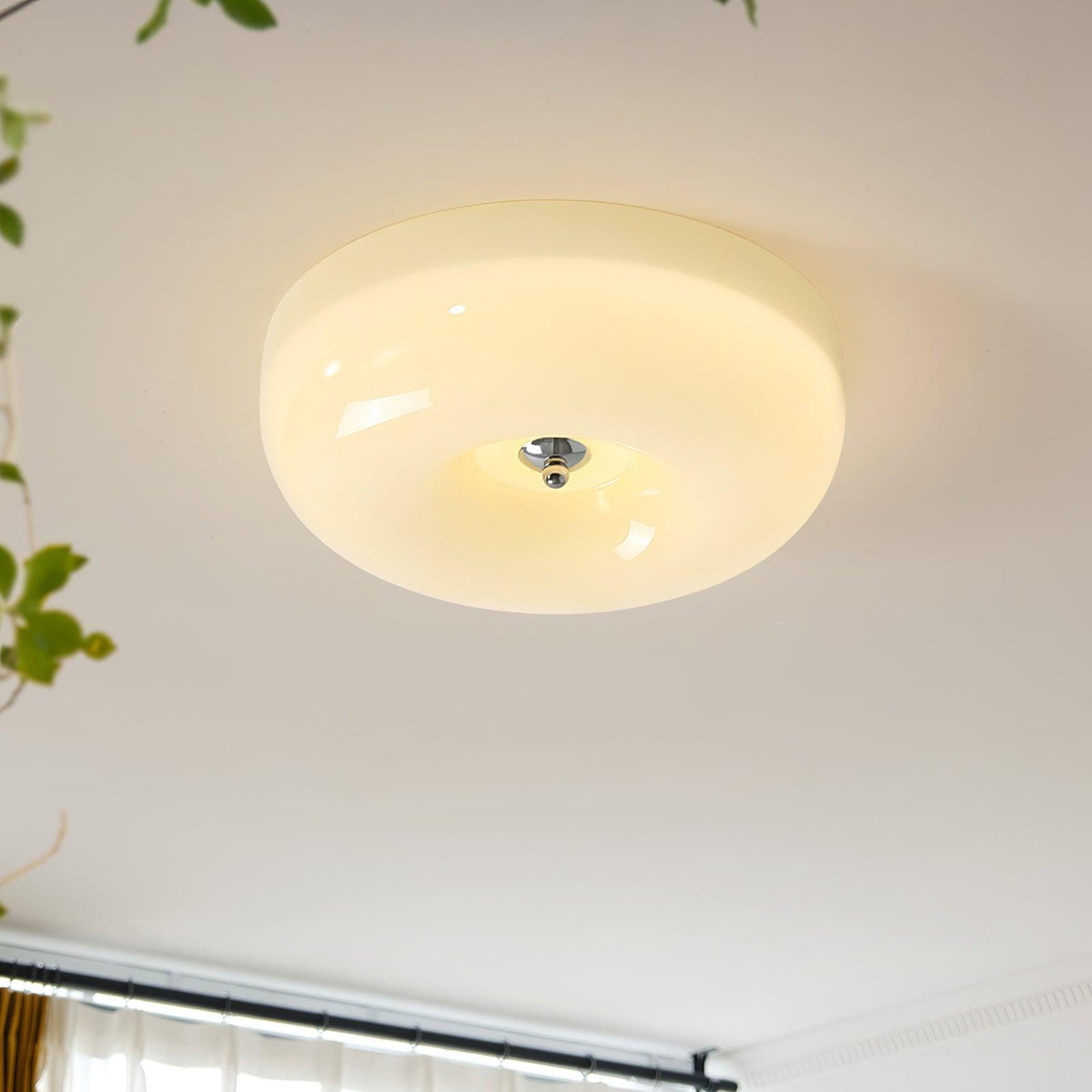 Deckenleuchte aus Glas mit schwebendem Spiralmuster, 3 Größen, integrierte LED, Chromoberfläche, warmweiß, Wohnzimmer | Sansoti