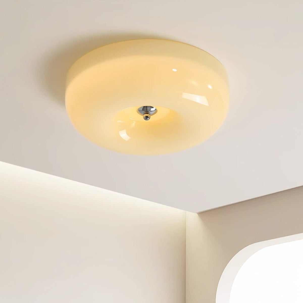 Deckenleuchte aus Glas mit schwebendem Spiralmuster, 3 Größen, integrierte LED, Chromoberfläche, warmweiß, Wohnzimmer | Sansoti