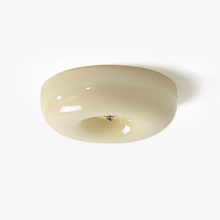 Deckenlampe Milchglas 32–46 cm | Glaskugel mit Silberakzent | Dimmbares Deckenlicht Warmweiß | Sansoti