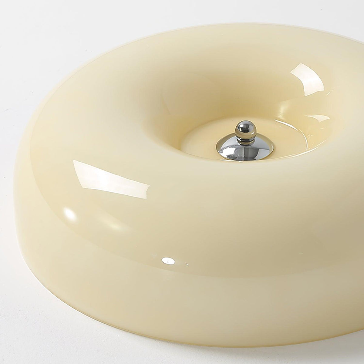 Deckenlampe Milchglas 32–46 cm | Glaskugel mit Silberakzent | Dimmbares Deckenlicht Warmweiß | Sansoti