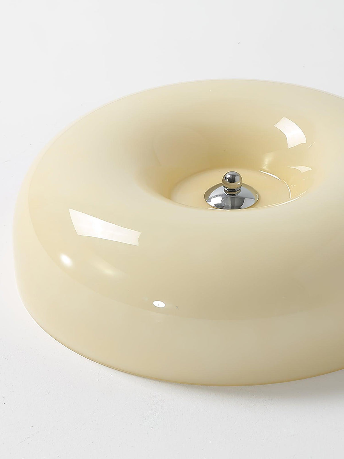 Deckenlampe Milchglas 32–46 cm | Glaskugel mit Silberakzent | Dimmbares Deckenlicht Warmweiß | Sansoti