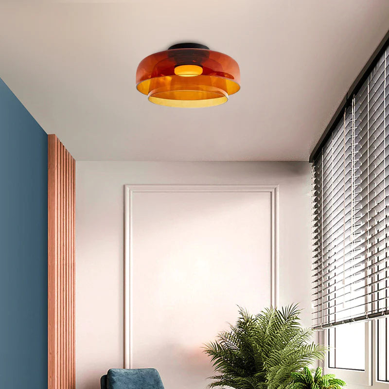 Design-Glas-Deckenlampe mit geschichteter Struktur — Elegantes Lichtspiel für Esszimmer, Wohnzimmer und Schlafzimmer | Sansoti