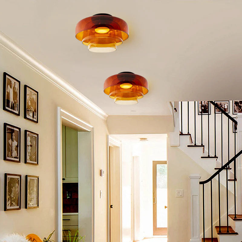 Design-Glas-Deckenlampe mit geschichteter Struktur — Elegantes Lichtspiel für Esszimmer, Wohnzimmer und Schlafzimmer | Sansoti