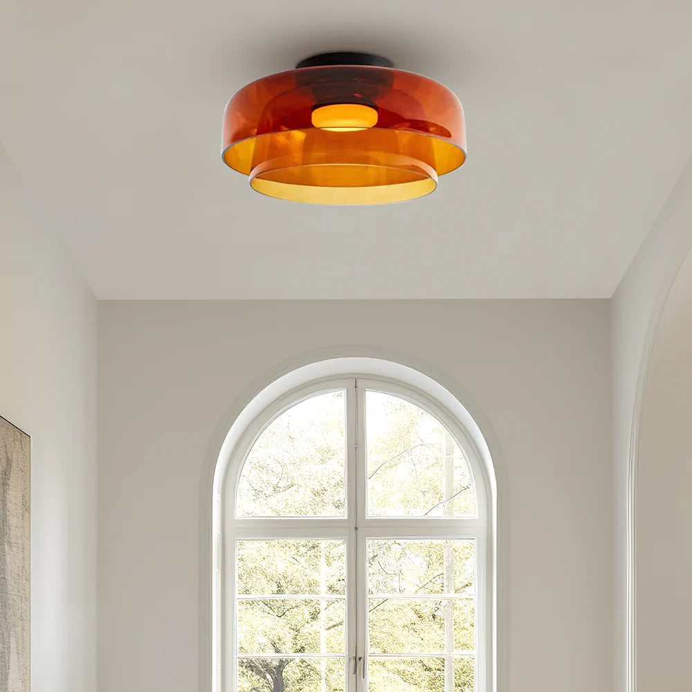 Design-Glas-Deckenlampe mit geschichteter Struktur — Elegantes Lichtspiel für Esszimmer, Wohnzimmer und Schlafzimmer | Sansoti