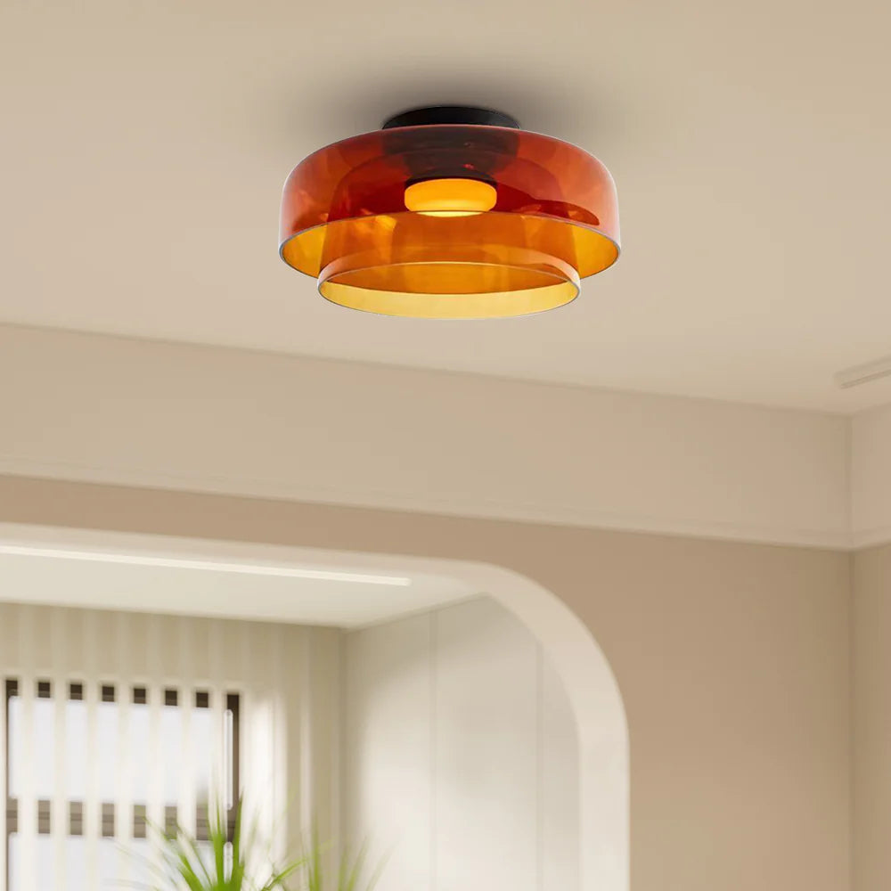 Design-Glas-Deckenlampe mit geschichteter Struktur — Elegantes Lichtspiel für Esszimmer, Wohnzimmer und Schlafzimmer | Sansoti