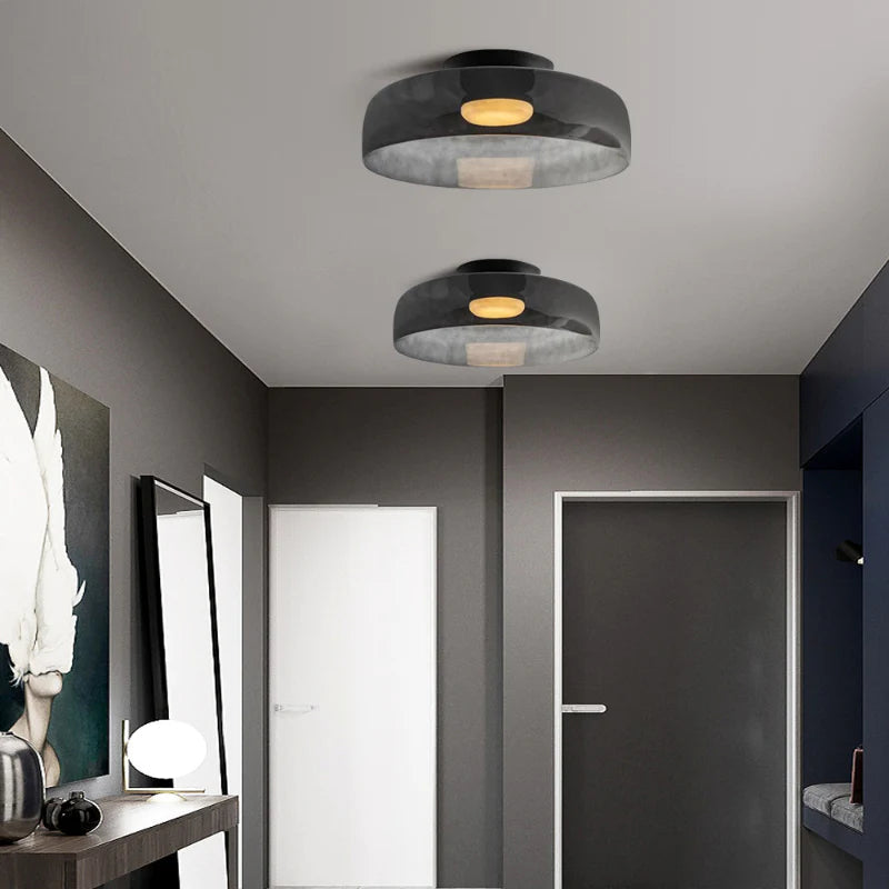 Design-Glas-Deckenlampe mit geschichteter Struktur — Elegantes Lichtspiel für Esszimmer, Wohnzimmer und Schlafzimmer | Sansoti