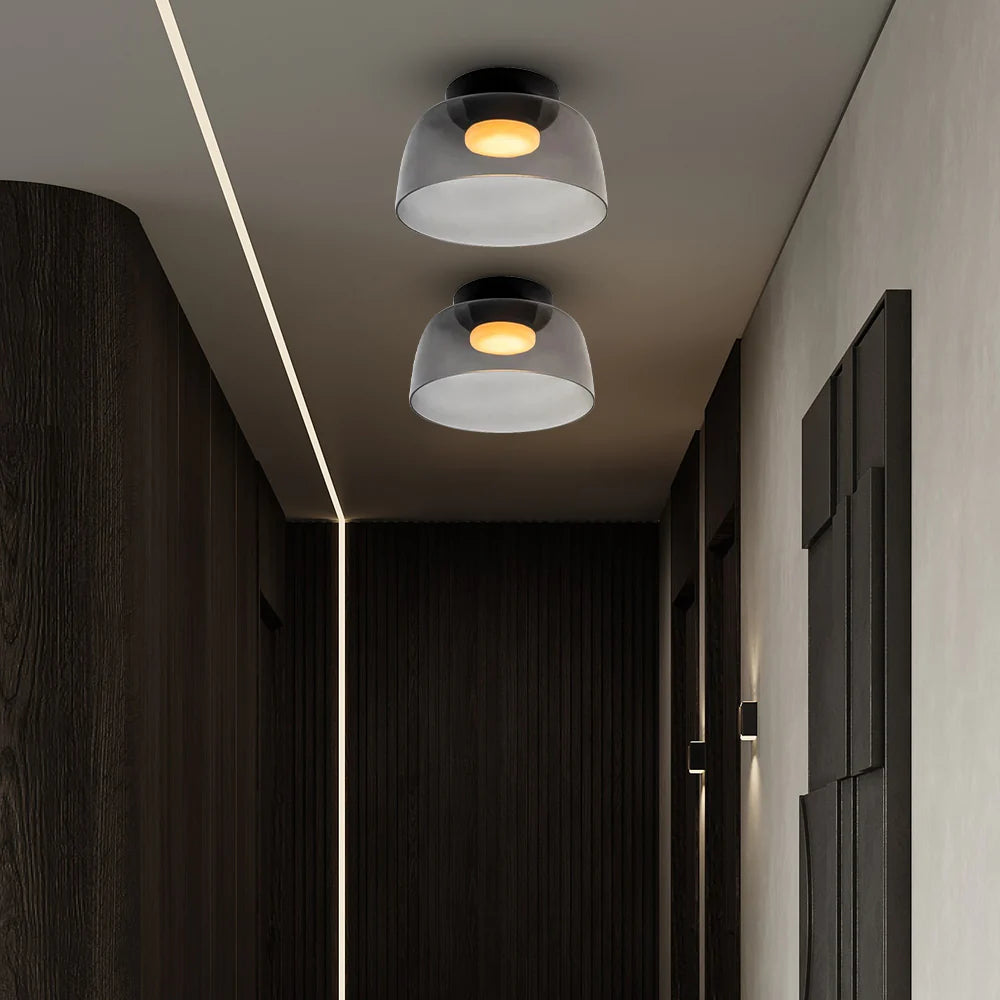 Design-Glas-Deckenlampe mit geschichteter Struktur — Elegantes Lichtspiel für Esszimmer, Wohnzimmer und Schlafzimmer | Sansoti