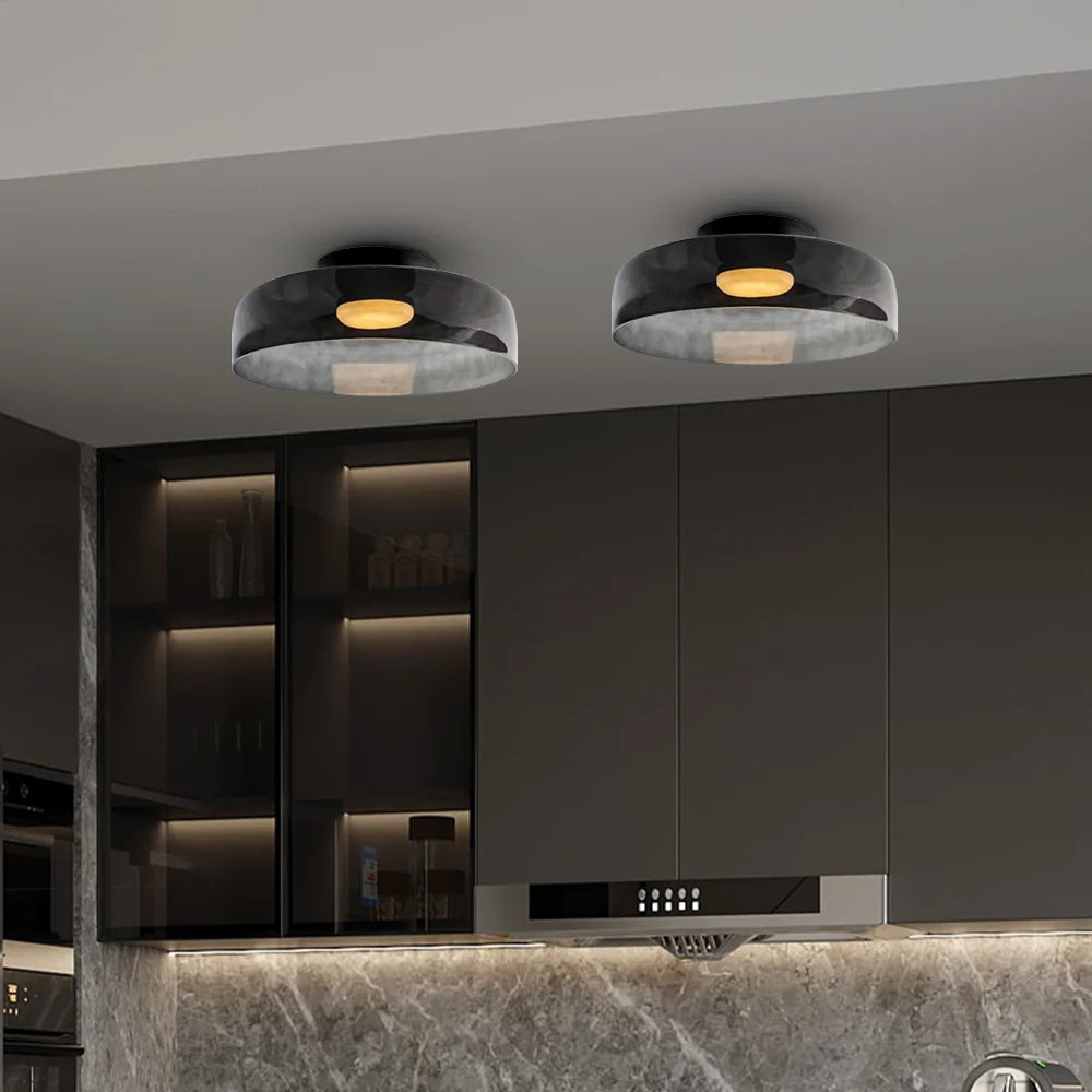 Design-Glas-Deckenlampe mit geschichteter Struktur — Elegantes Lichtspiel für Esszimmer, Wohnzimmer und Schlafzimmer | Sansoti