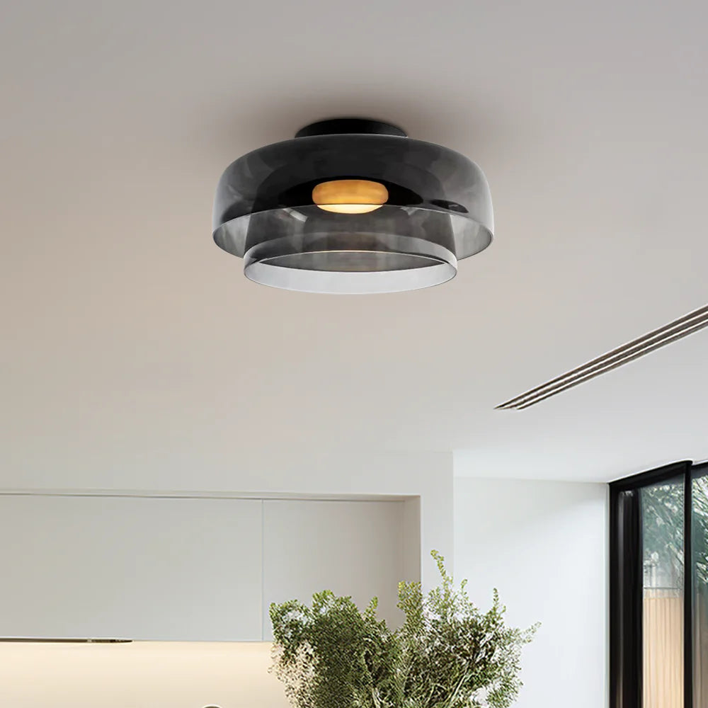 Design-Glas-Deckenlampe mit geschichteter Struktur — Elegantes Lichtspiel für Esszimmer, Wohnzimmer und Schlafzimmer | Sansoti