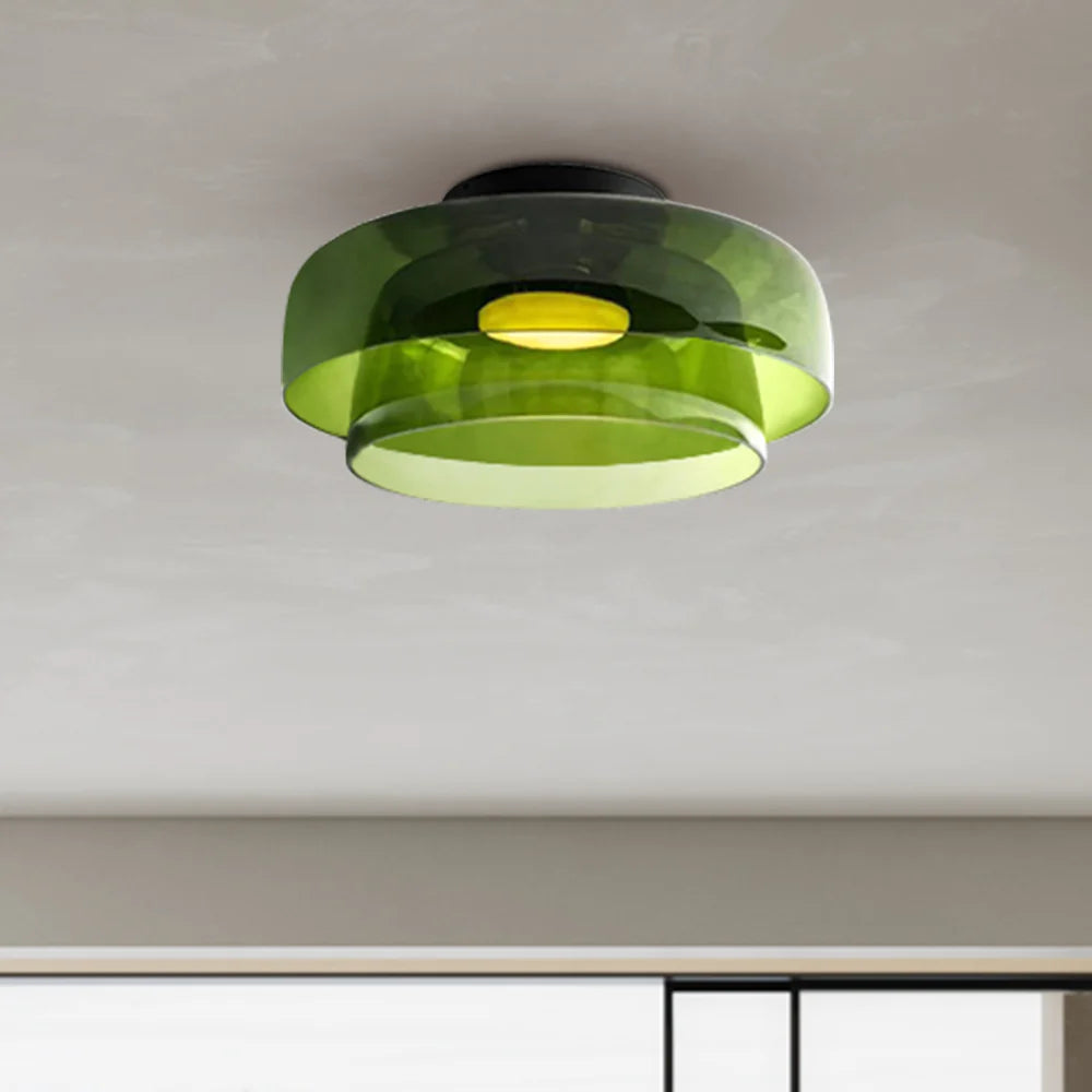 Design-Glas-Deckenlampe mit geschichteter Struktur — Elegantes Lichtspiel für Esszimmer, Wohnzimmer und Schlafzimmer | Sansoti
