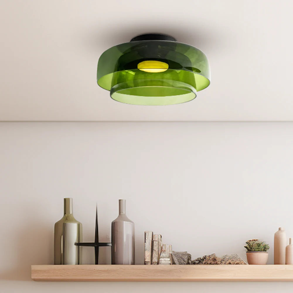 Design-Glas-Deckenlampe mit geschichteter Struktur — Elegantes Lichtspiel für Esszimmer, Wohnzimmer und Schlafzimmer | Sansoti
