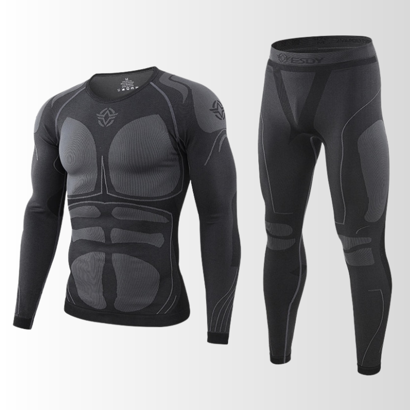 Ensemble de sous-vêtements thermiques sans couture pour homme, noir, gris et vert, pour sports d’hiver, ski et snowboard, liberté de mouvement et respirant | Sansoti
