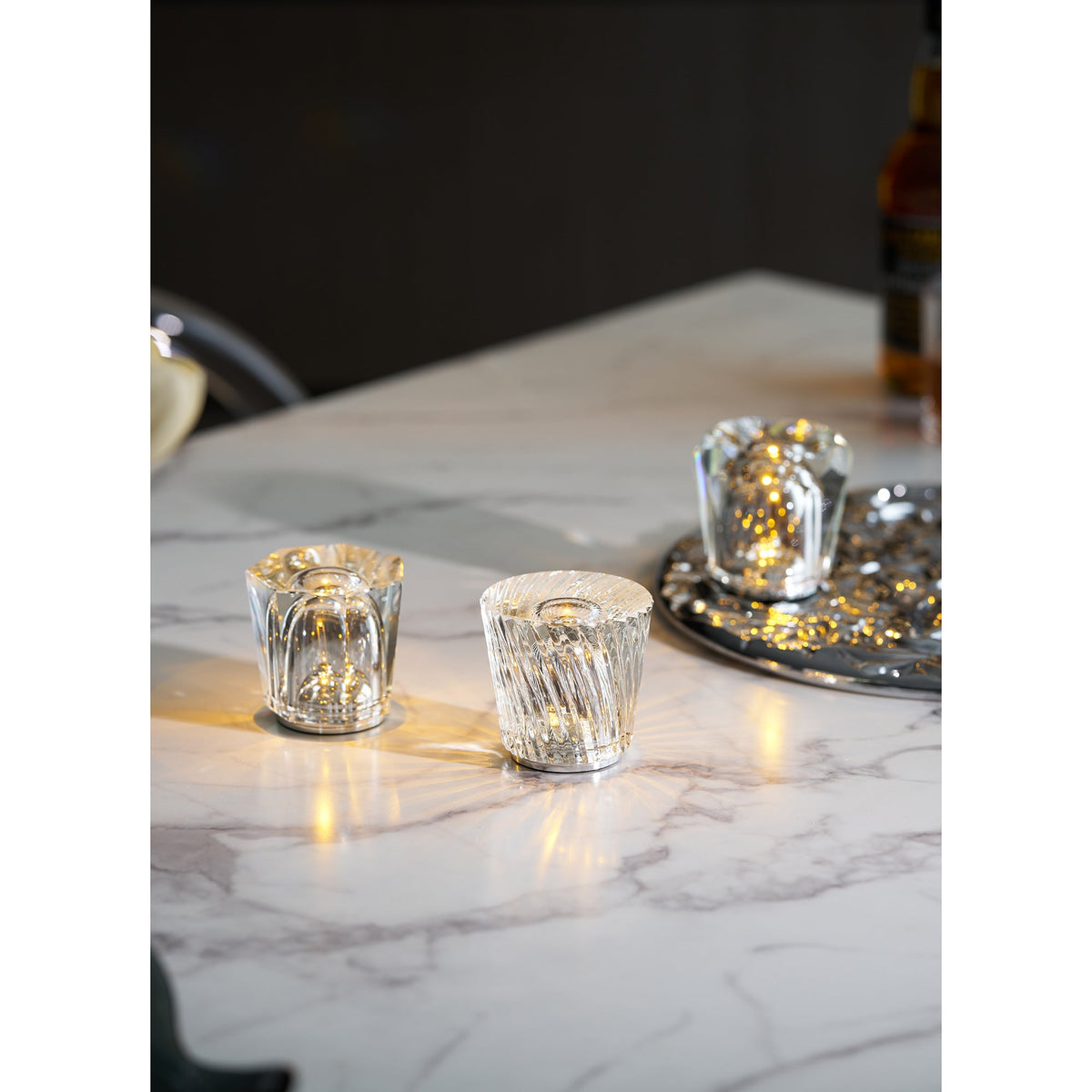 Diamond Crystal Table Lamp with Built-in Battery – Wireless & Dimmable – Ø 8.2 cm × H 9 cm | Sansoti