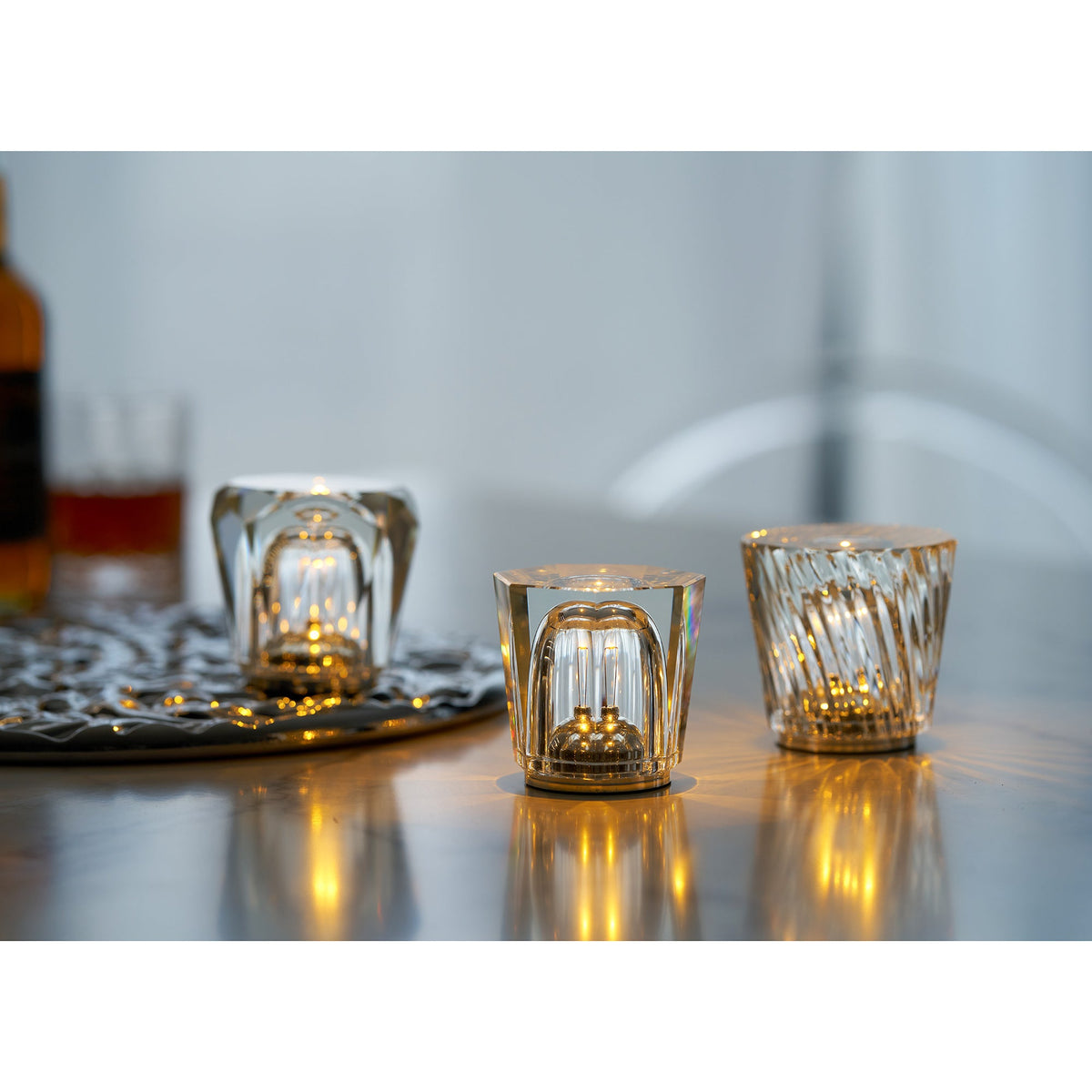 Diamond Crystal Table Lamp with Built-in Battery – Wireless & Dimmable – Ø 8.2 cm × H 9 cm | Sansoti