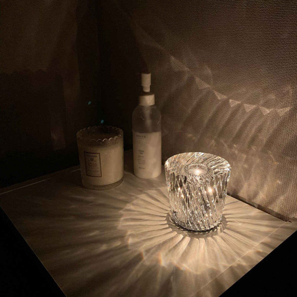 Diamond Crystal Table Lamp with Built-in Battery – Wireless & Dimmable – Ø 8.2 cm × H 9 cm | Sansoti