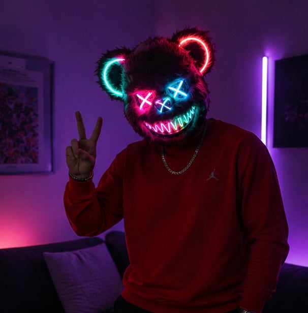 LED Horror Masker met Verlichte Beer Design | Griezelig Kostuum Accessoire voor Halloween Feest Party Decoratie | Sansoti
