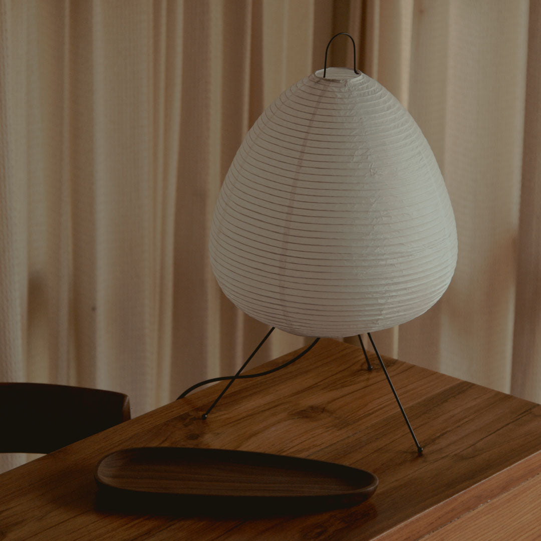 Table Lamp Rice Paper Japanese Minimalist 28cm Metal Frame Ambient Lighting White | Sansoti