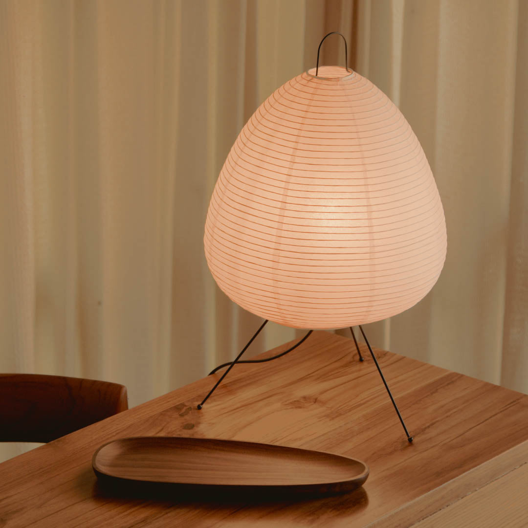 Table Lamp Rice Paper Japanese Minimalist 28cm Metal Frame Ambient Lighting White | Sansoti