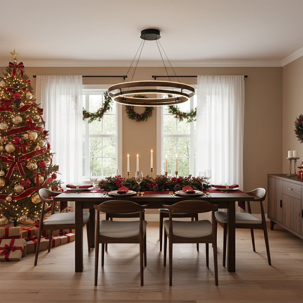 Moderne LED-Hängelampe mit Ringen – Designbeleuchtung mit warmem Licht | Sansoti
