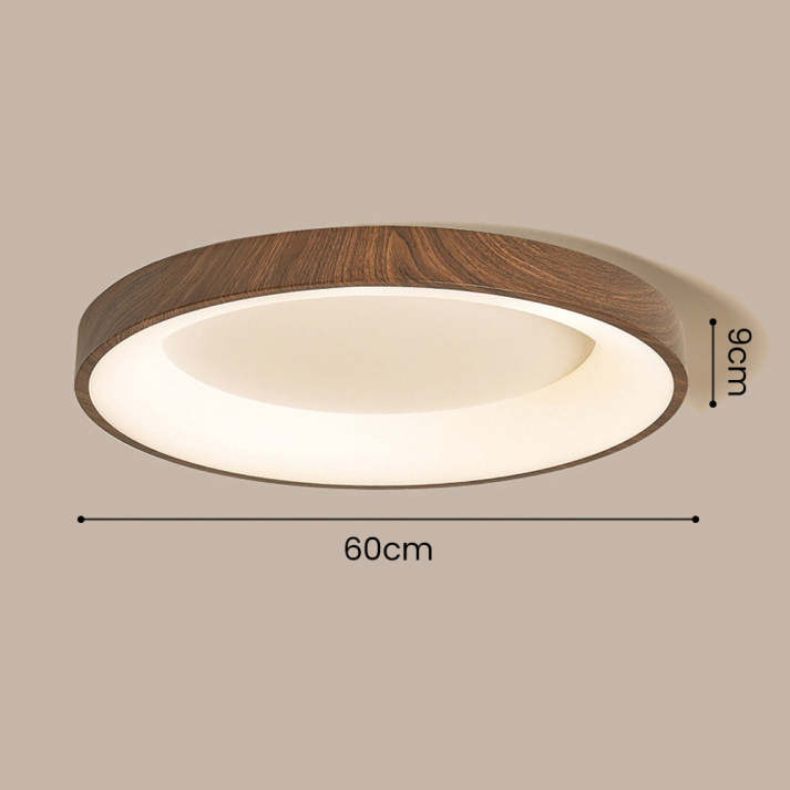 LED Deckenleuchte Holzoptik Eisen Acryl Rund Wohnzimmer Schlafzimmer Flur Moderne Deckenleuchte Skandinavisches Design Warmes Licht | Sansoti