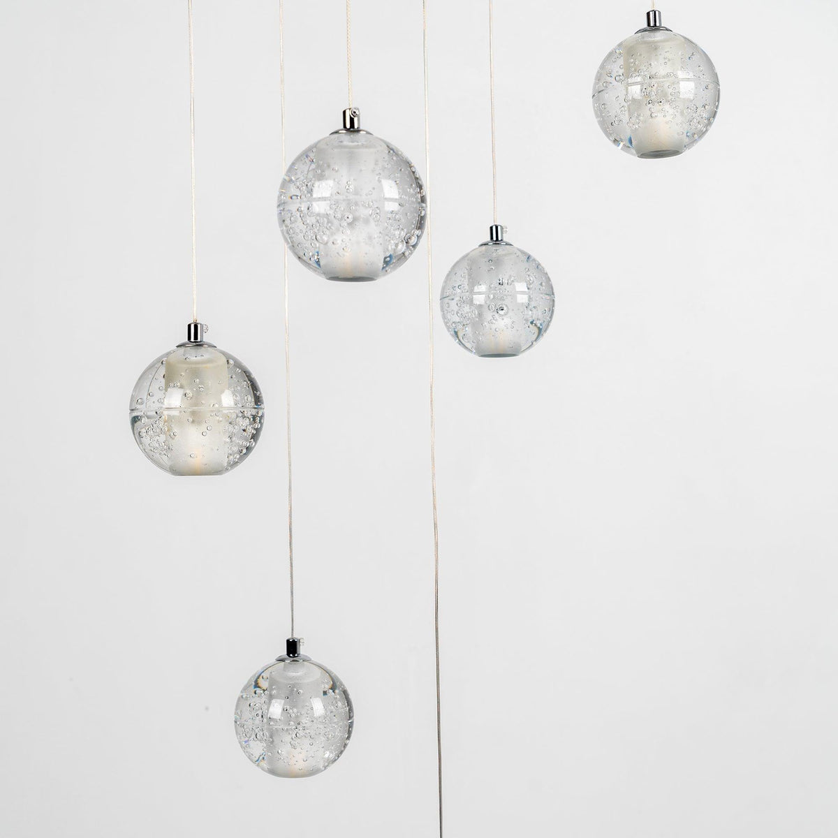 Crystal Cluster Pendant Lights Multiple Spheres Chrome Ceiling Lighting Modern Design Dining Room Living Room | Sansoti