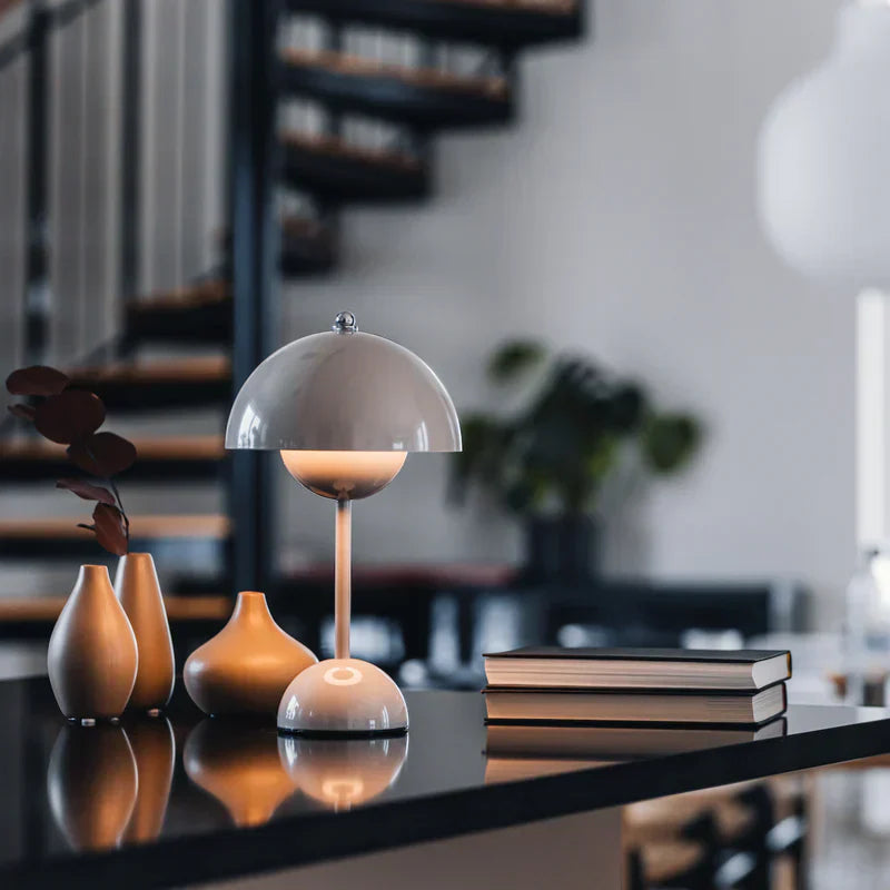 LED Table Lamp Mushroom Rechargeable Dimmable Design Metal 29cm | Sansoti