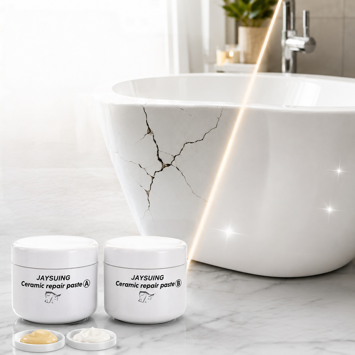 Ceramic Repair Kit for Tiles and Sanitary Ware White Repair Paste Waterproof Durable Two-Component | Sansoti