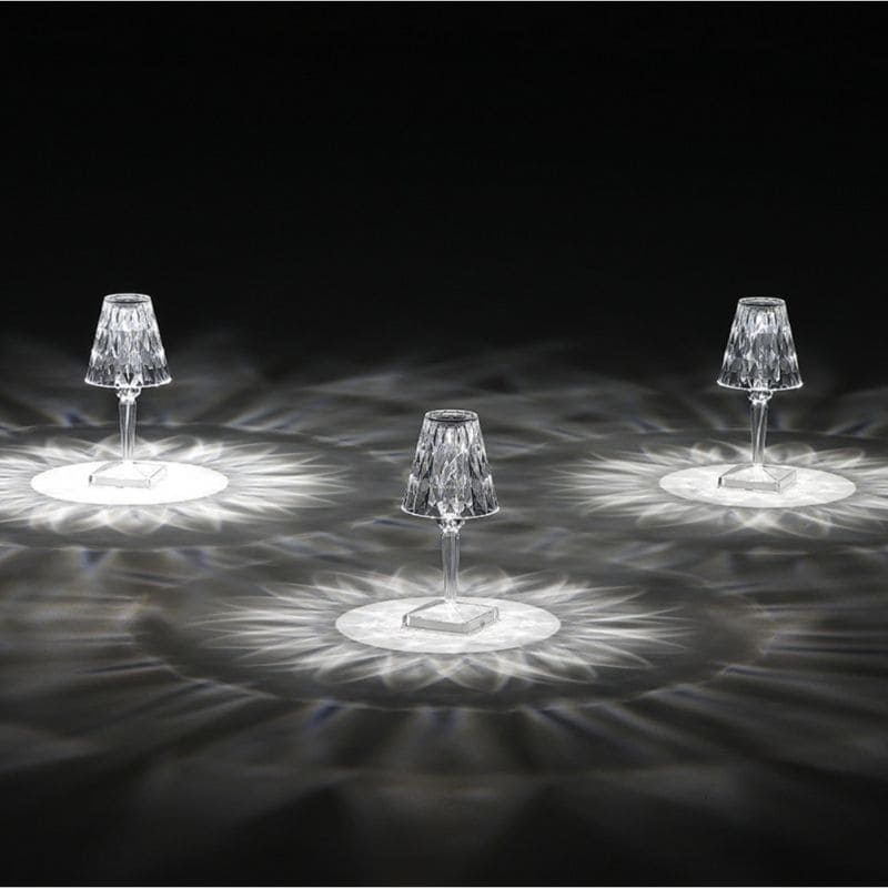 Table Lamp Crystal Dimmable Touch 3 Levels Rechargeable Design | Sansoti