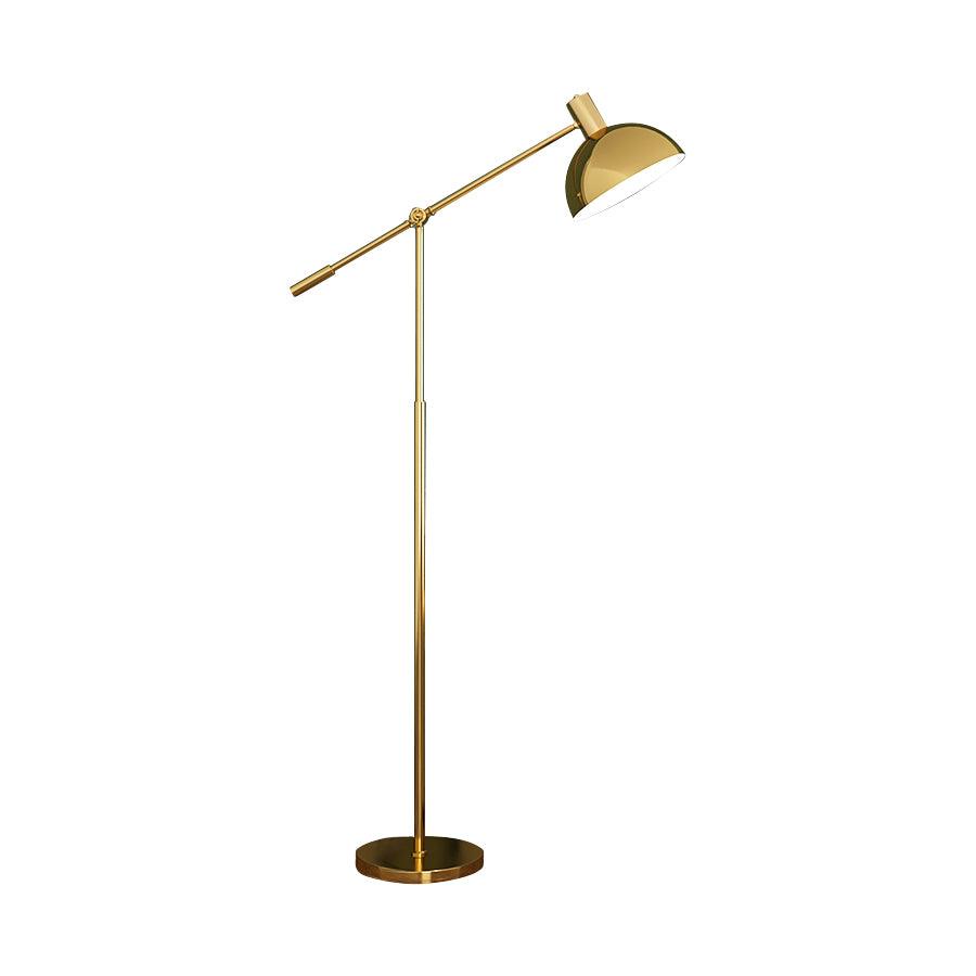 Moderne Stehlampe mit goldenem Arm 88cm | Metallisches Design Stehlampe mit verstellbarem Kopf | Industrielle Steh-Leselampe Wohnzimmer Schlafzimmer | Sansoti