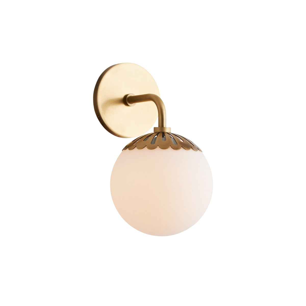 Art Deco Wall Lamp with Flower Shade and Glass Globe – Design Wall Lighting in Brass, Black, or Nickel for Living Room and Bathroom | Sansoti
