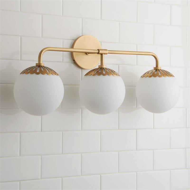 Art Deco Wall Lamp with Flower Shade and Glass Globe – Design Wall Lighting in Brass, Black, or Nickel for Living Room and Bathroom | Sansoti