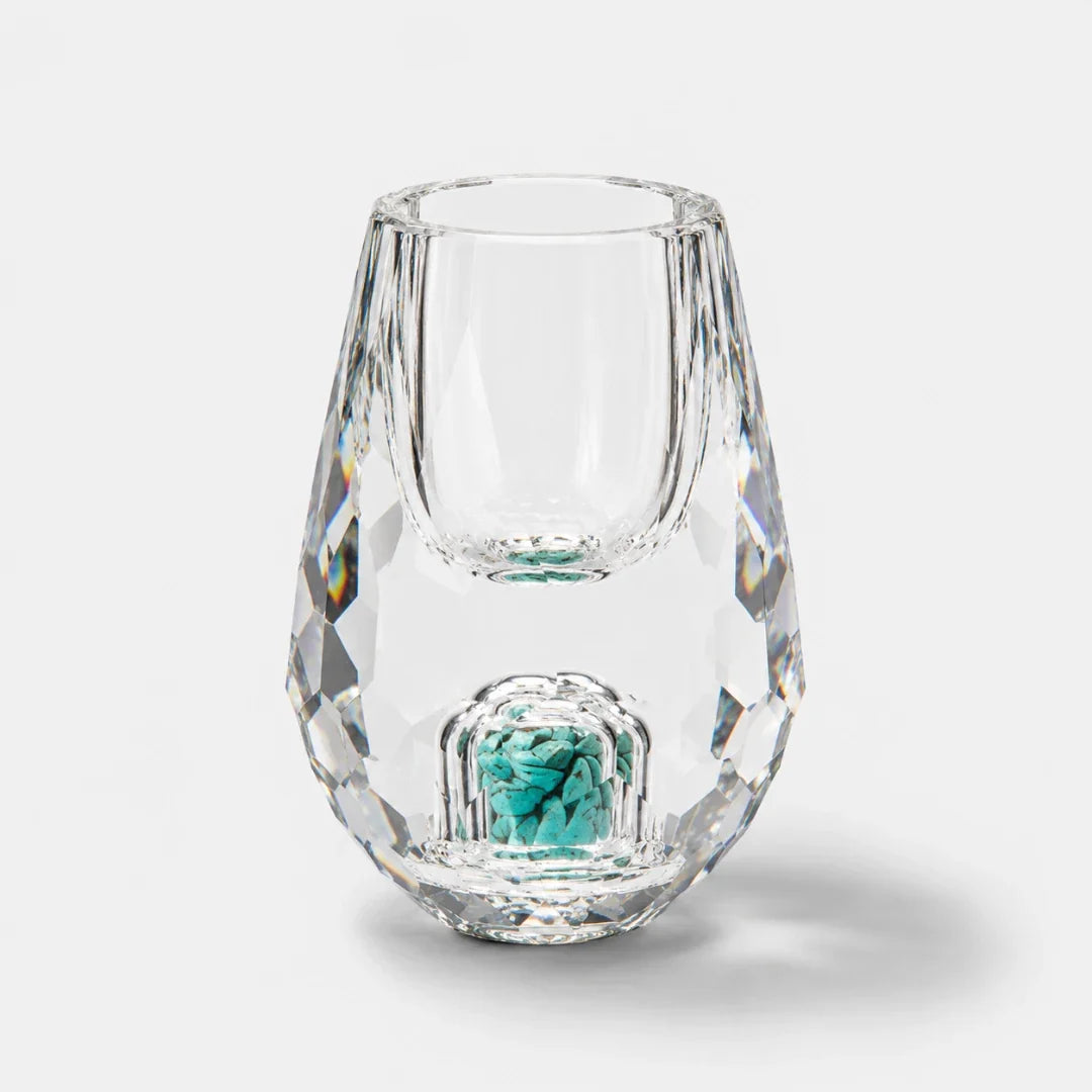 Handgeschliffenes Schnapsglas mit Goldfolienbasis, 15 ml, Kristallglas, Schnapsgläschen für Spirituosen, Wodka und Whisky, Bar | Sansoti