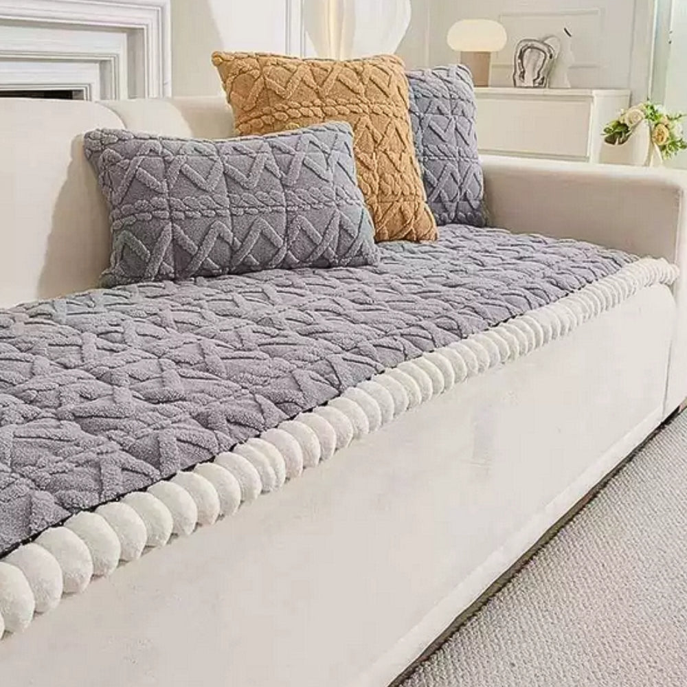 Sherpa Sofa Protector Cover – Quilted Microfiber Sofa Cover with Anti-Slip for 1-Seater 2-Seater 3-Seater 4-Seater Sofas – Protection Against Stains Dust Wear | Sansoti