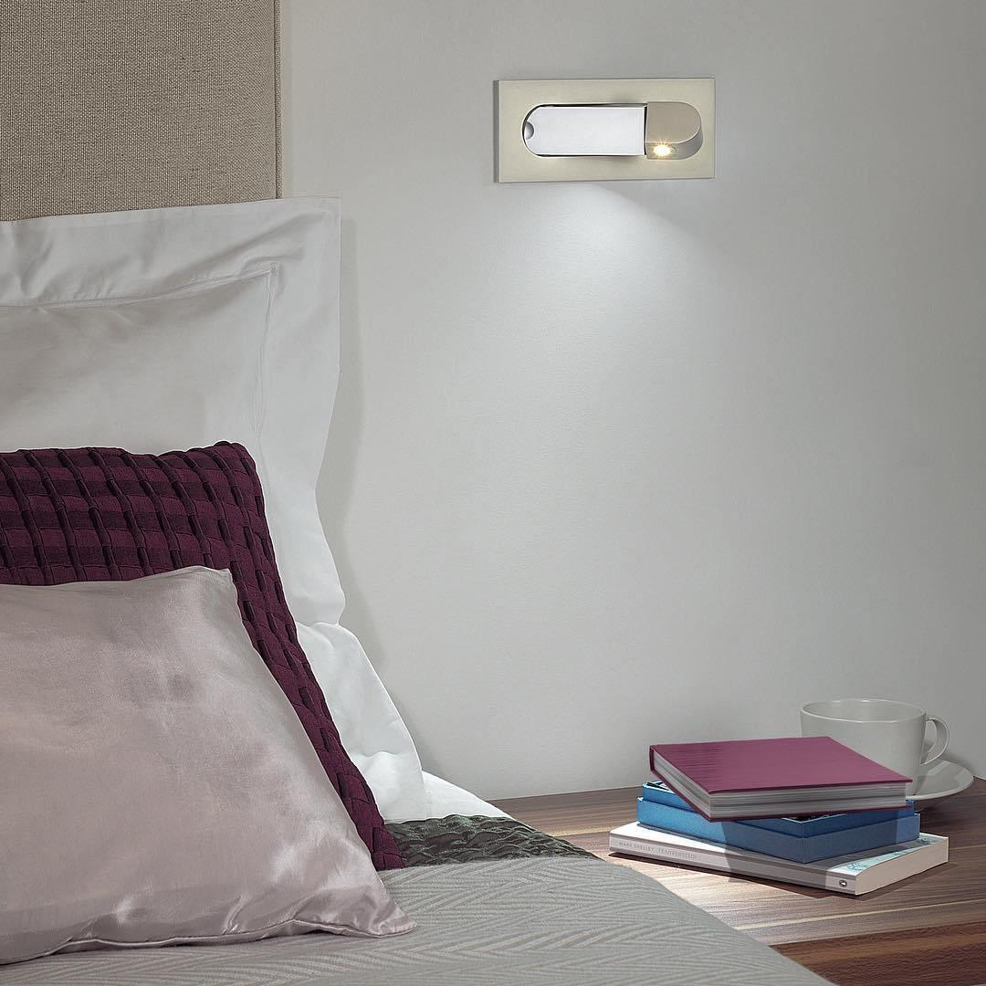 LED wall light with hidden switch – press to turn on, press to turn off – adjustable head for reading light beside the bed | Sansoti