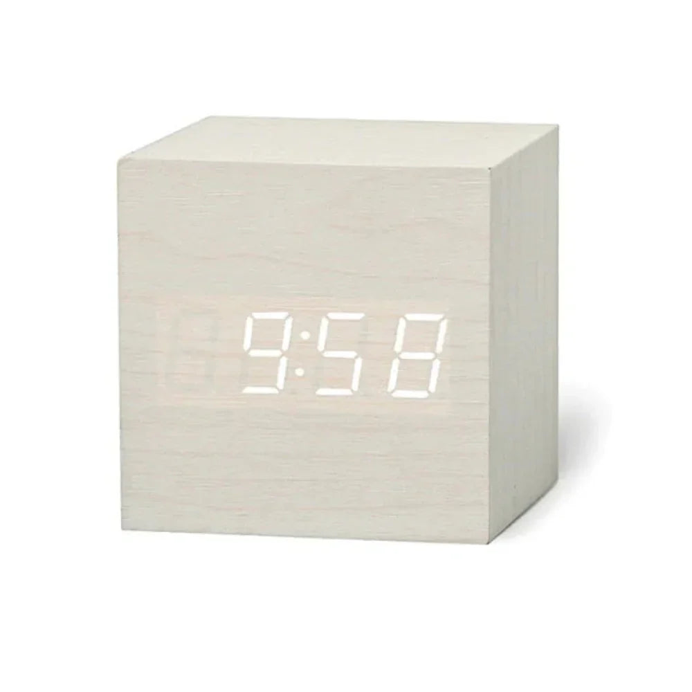Compact LED Alarm Clock Cube with Temperature Display, Night Mode, and Alarm Function for Bedroom Desk | Sansoti