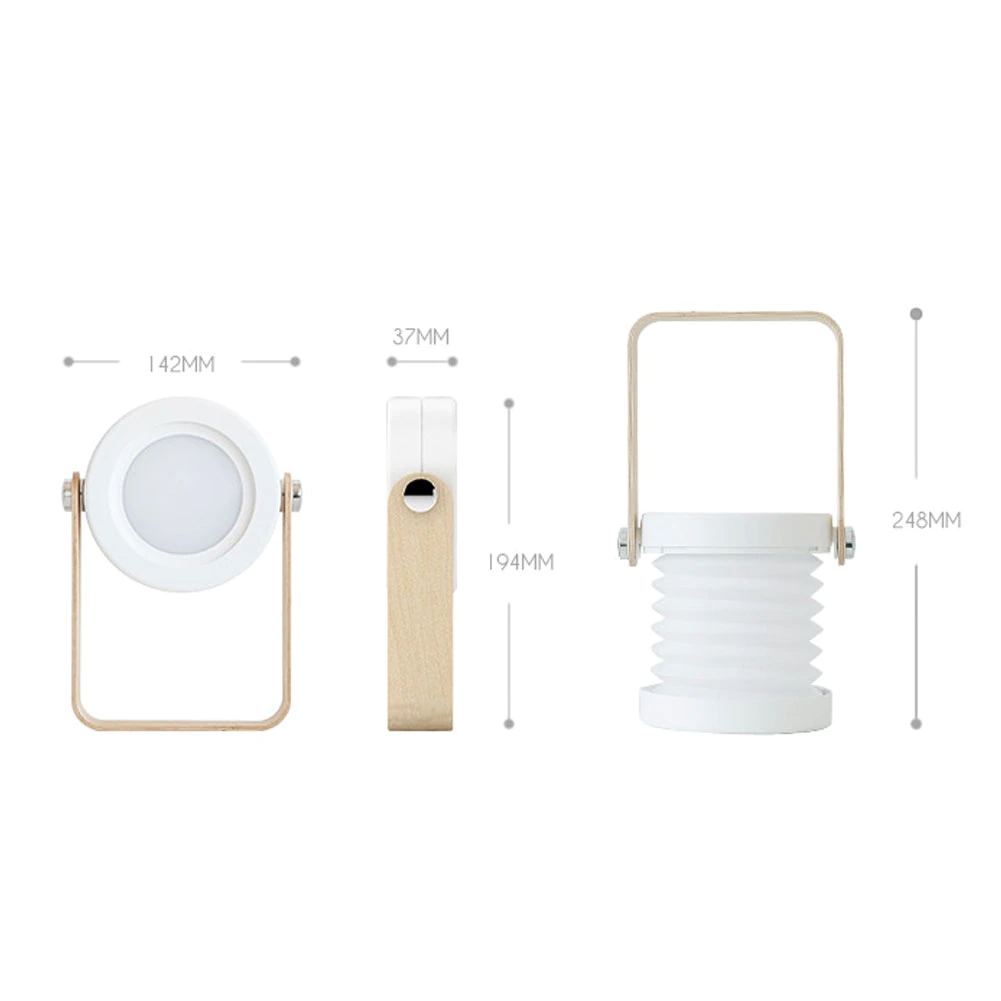 Table lamp wood LED rechargeable dimmable white desk night lamp Scandinavian design adjustable lamp wireless USB | Sansoti