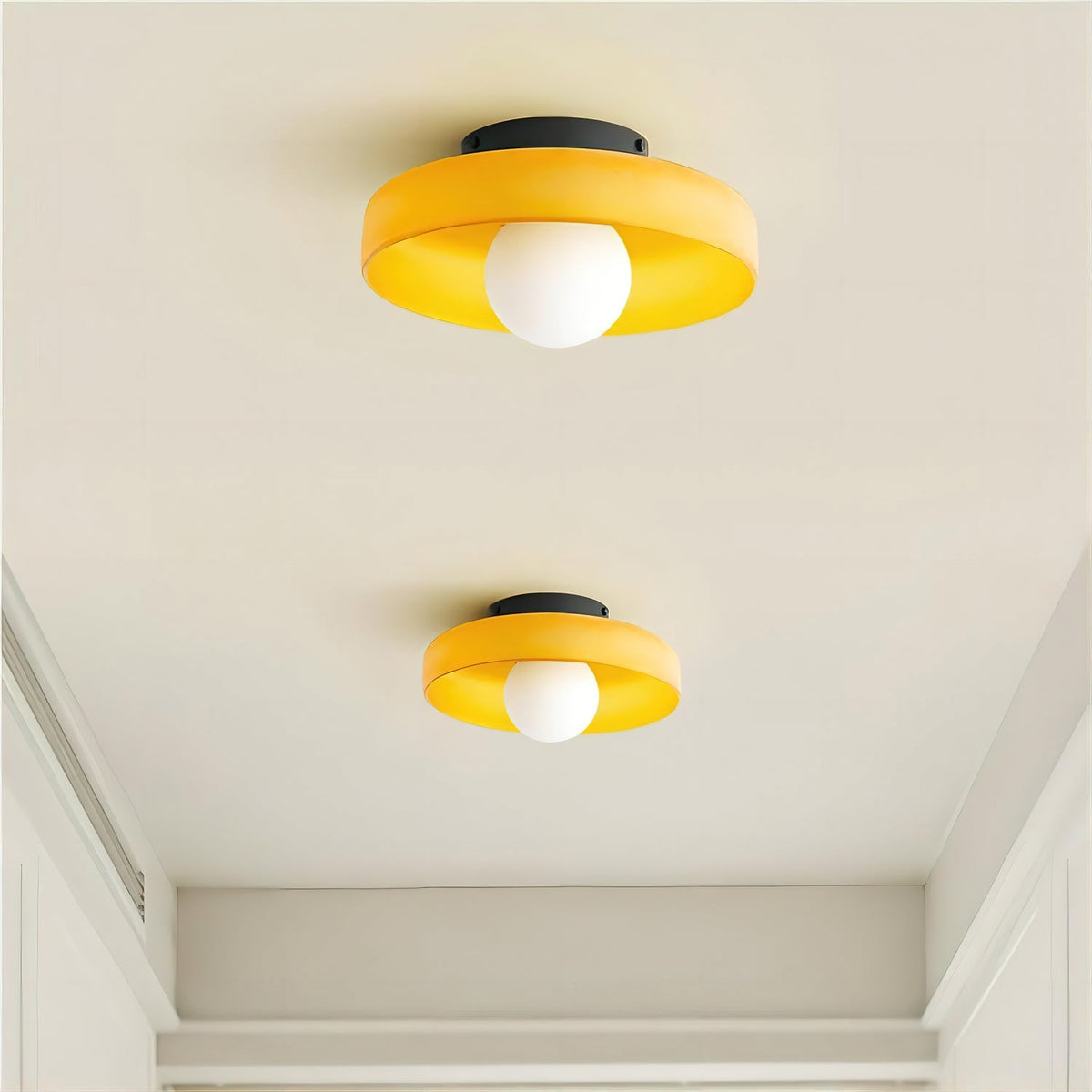 Disc Orb Ceiling Lamp – Modern Glass Lampshade Round Scandinavian Design Brass Base 3 Light Points Warm Light Living Room Bedroom Dining Room | Sansoti