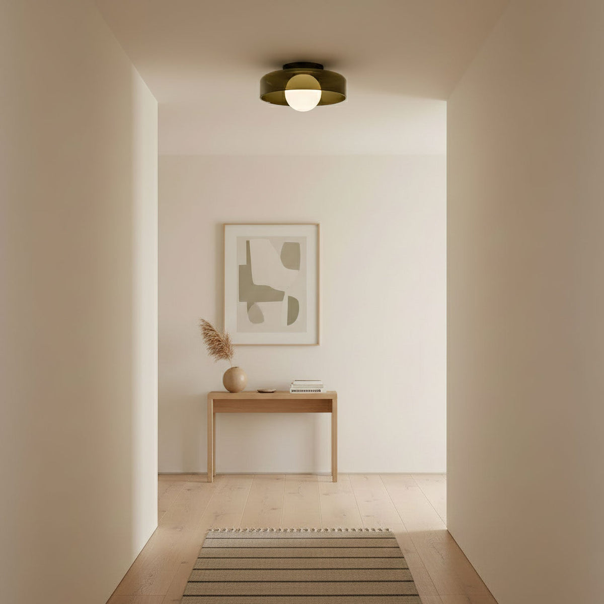 Disc Orb Ceiling Lamp – Modern Glass Lampshade Round Scandinavian Design Brass Base 3 Light Points Warm Light Living Room Bedroom Dining Room | Sansoti