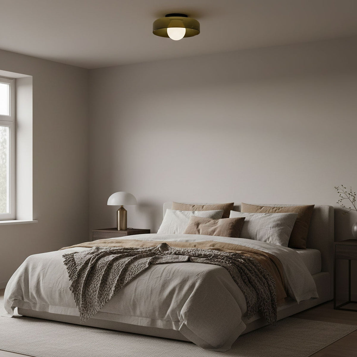 Disc Orb Ceiling Lamp – Modern Glass Lampshade Round Scandinavian Design Brass Base 3 Light Points Warm Light Living Room Bedroom Dining Room | Sansoti