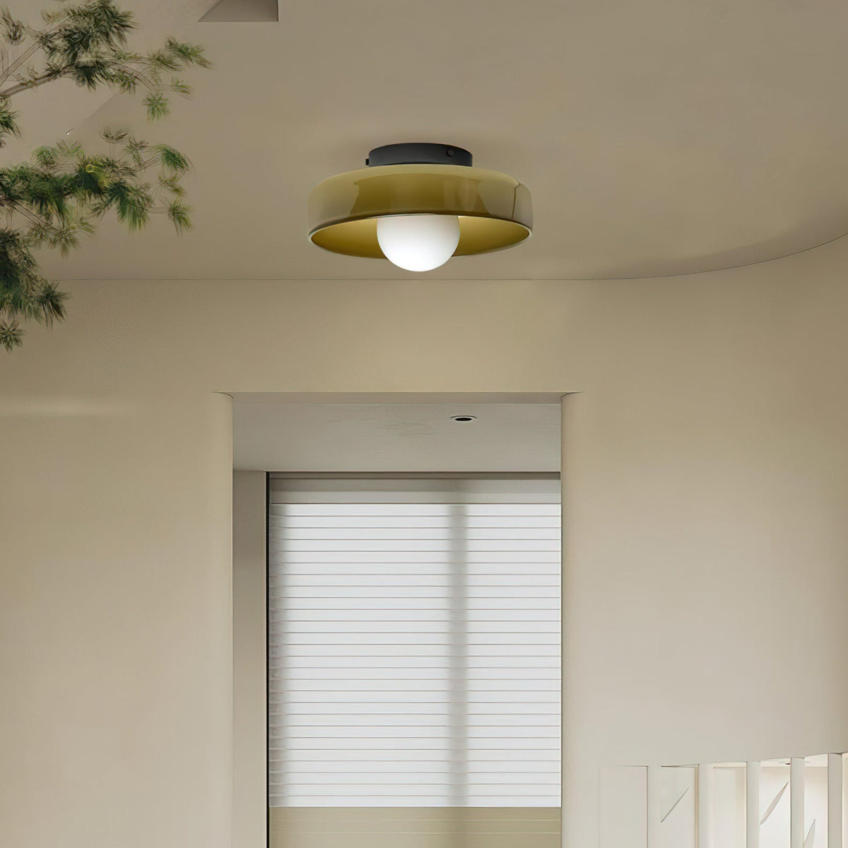 Disc Orb Ceiling Lamp – Modern Glass Lampshade Round Scandinavian Design Brass Base 3 Light Points Warm Light Living Room Bedroom Dining Room | Sansoti